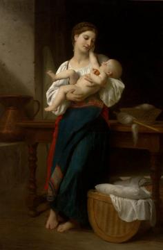 First Caresses Artwork by William Adolphe Bouguereau