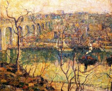 High Bridge - Early Moon Artwork by Ernest Lawson