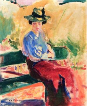 Figure on Bench Artwork by Alfred Henry Maurer