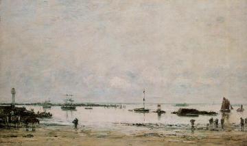 Portrieux, the Port, Low Tide Artwork by Eugène-Louis Boudin