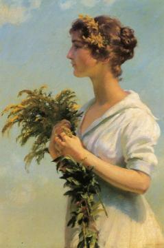 Girl with Goldenrod Artwork by Charles Courtney Curran
