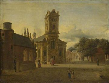 A Square before a Church Artwork by Jan van der Heyden