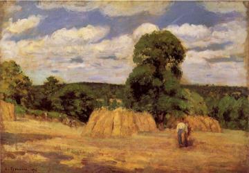 The Harvest at Montfoucault Artwork by Camille Pissarro