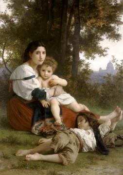 Mother and Children Artwork by William Adolphe Bouguereau