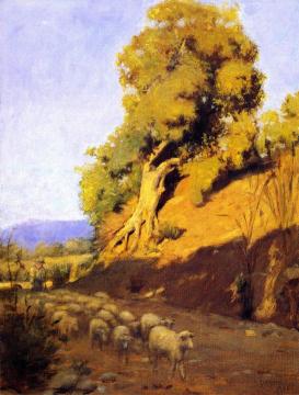 Shepherd and Flock Artwork by Granville Redmond