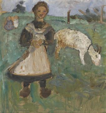 Girl with goat Artwork by Paula Modersohn-Becker