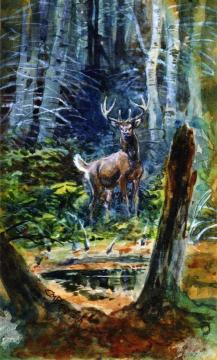 Deer in the Dell Artwork by Charles Marion Russell
