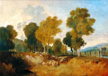 Trees beside the River, with Bridge in the Middle Distance Artwork by Joseph Mallord William Turner