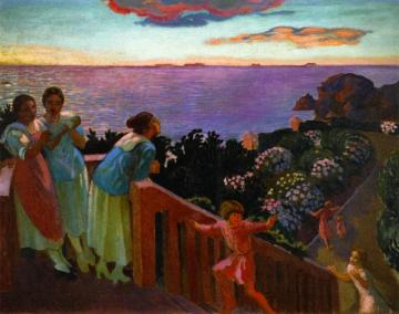 Twilight At Hortensias Artwork by Maurice Denis