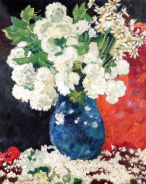 Blue Vase, Snowballs Artwork by Louis Valtat
