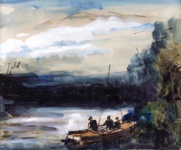 River Landscape And Fishermen Artwork by Maurice De Vlaminck
