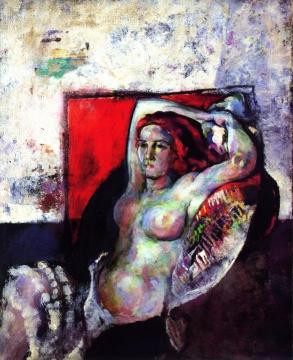 Nude with Red Background Artwork by Arthur B. Carles