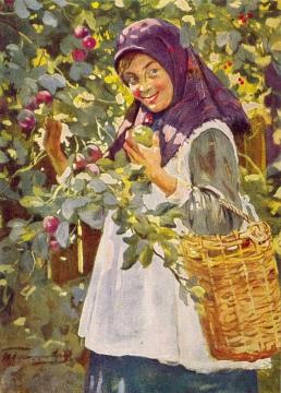 Girl With Apples Artwork by Ivan Goryushkin-Sorokopudov
