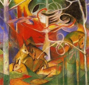 Deer in the Forest Artwork by Franz Marc