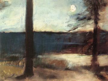 Moonlight On The Coast Near Mark Brandenburg Artwork by Lesser Ury