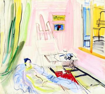 Nude in the Studio in Perpignan Artwork by Raoul Dufy