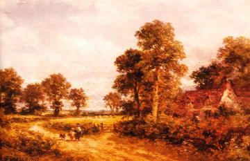 The Lane at Whittington, Worcestershire Artwork by Benjamin Leader