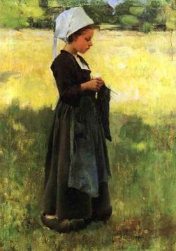 Breton Girl Artwork by Willard Leroy Metcalf
