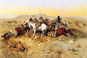 A Desperate Stand Artwork by Charles Marion Russell