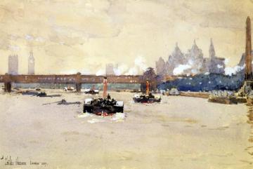 View of the Thames Artwork by Frederick Childe Hassam