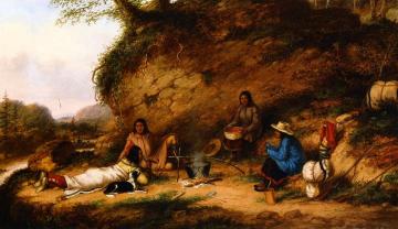 Indian Encampment at Big Rock Artwork by Cornelius Krieghoff
