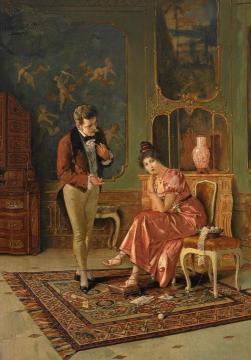 A Young Couple In The Salon Artwork by Alois Heinrich Priechenfried