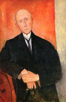 Seated Man with Orange Background Artwork by Amedeo Modigliani