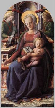 Madonna and Child Enthroned with Two Angels Artwork by Fra Filippo Lippi