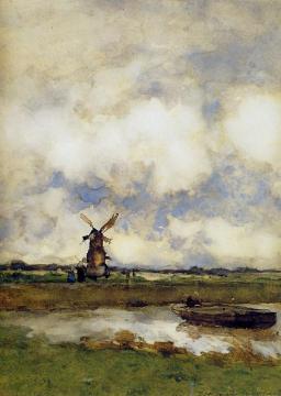 Man In A Boat In A Canal Artwork by Johan Hendrik Weissenbruch