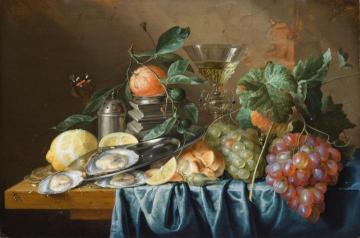 Still Life with Oysters and Grapes Artwork by Jan Davidsz De Heem