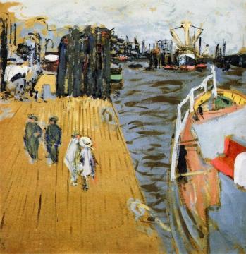 Boat at the Quayside, Hamburg Artwork by Edouard Vuillard