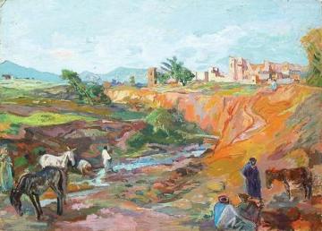 Horsemen on the Edge of the Wadi Artwork by Edy Legrand