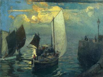 Harbor by Moonlight, St. Ives Artwork by Richard Haley Lever