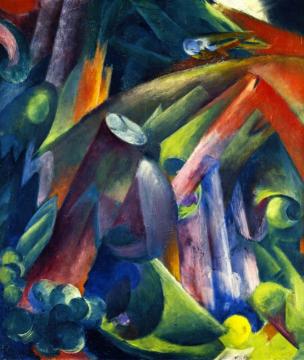 Forest Interior with Bird Artwork by Franz Marc