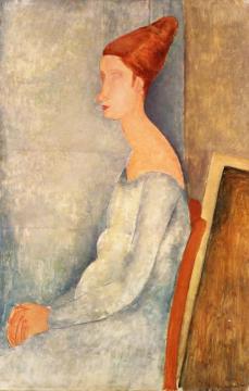 Portrait of Jeanne Hebuterne Seated in Profile Artwork by Amedeo Modigliani