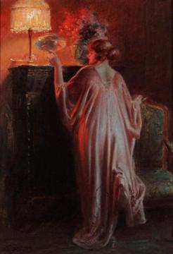 Interior Scene With A Young Woman Artwork by Delphin Enjolras