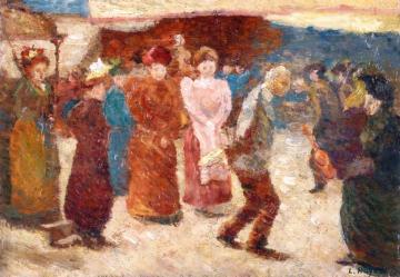 Figures on a Street Artwork by Louis Hayet