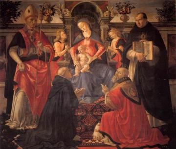 Madonna and Child Enthroned between Angels and Saints Artwork by Domenico Ghirlandaio