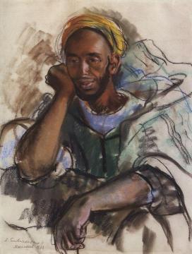 Moroccan in Green Artwork by Zinaida Serebriakova