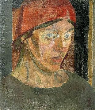 Vanessa Bell In A Red Headscarf Artwork by Duncan Grant