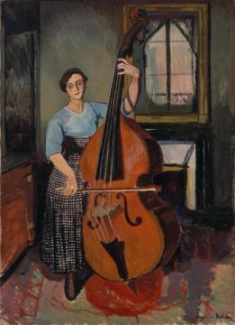 Woman With A Double Bass Artwork by Suzanne Valadon