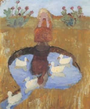 Girl at the duck pond Artwork by Paula Modersohn-Becker