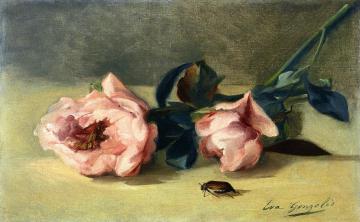 Peonies And June Bug Artwork by Eva Gonzales