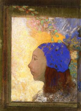 Girl with a Blue Bonnet Artwork by Odilon Redon
