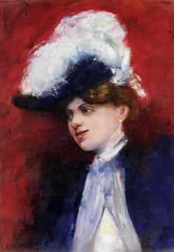 Beautiful Woman With Feathered Hat Artwork by Lesser Ury
