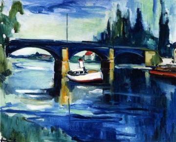 Tugboat At The Pont De Chattou Artwork by Maurice De Vlaminck