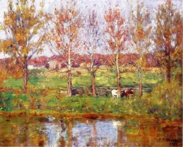 Cows By The Stream Artwork by Theodore Clement Steele