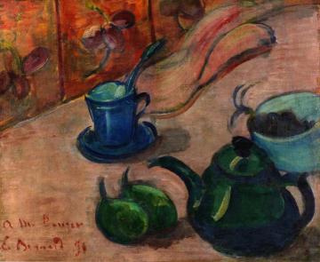 Still LIfe with Teapot, Cup and Fruit Artwork by Émile Bernard