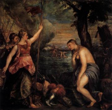 Spain Succouring Religion Artwork by Titian