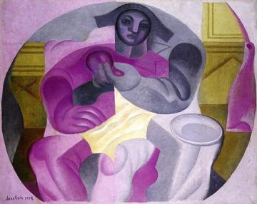 Seated Harlequin Artwork by Juan Gris